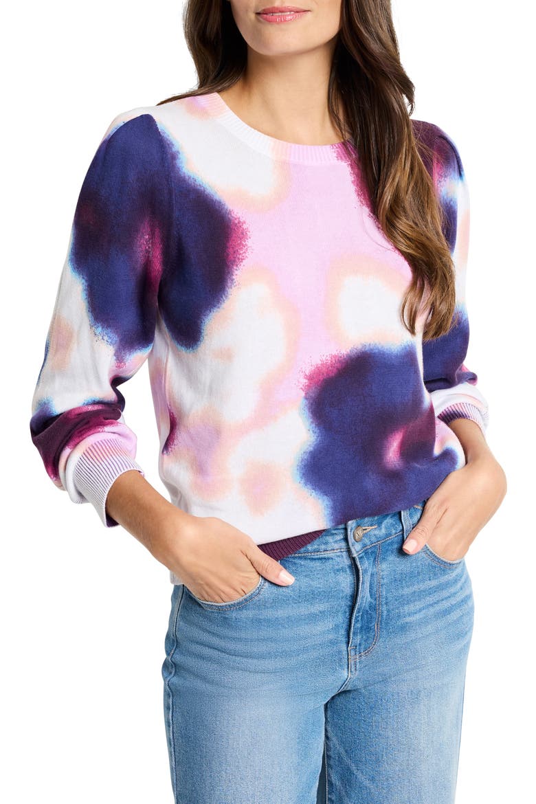 Blossom Blur Sweater, Main, color, PURPLE MULTI
