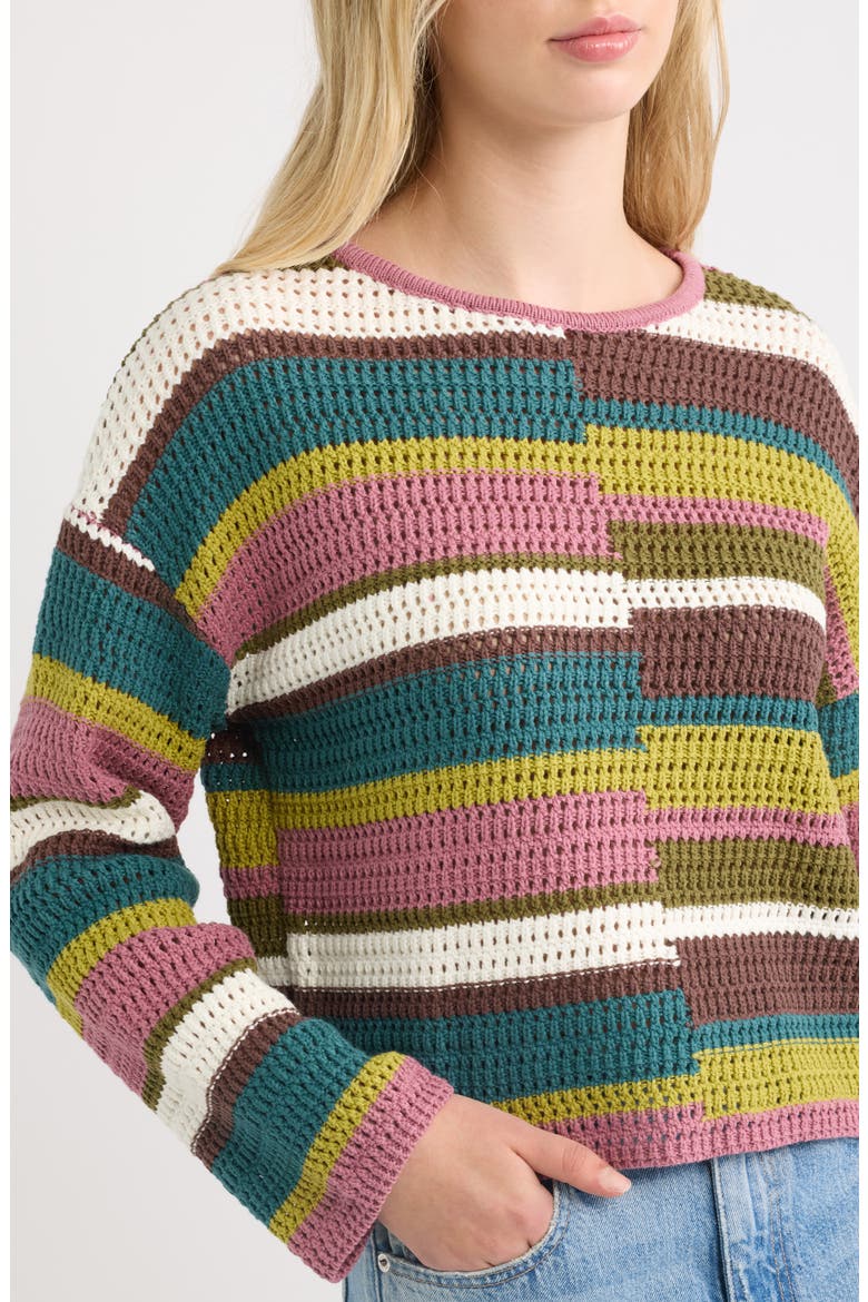 Mix Stripe Pullover, Alternate, color, GREEN