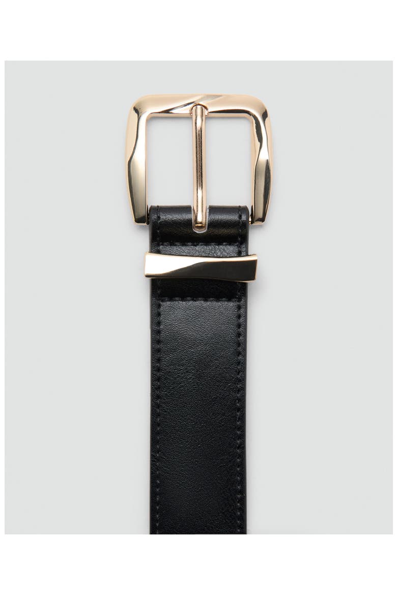 Embossed Buckle Faux Leather Belt, Alternate, color, BLACK