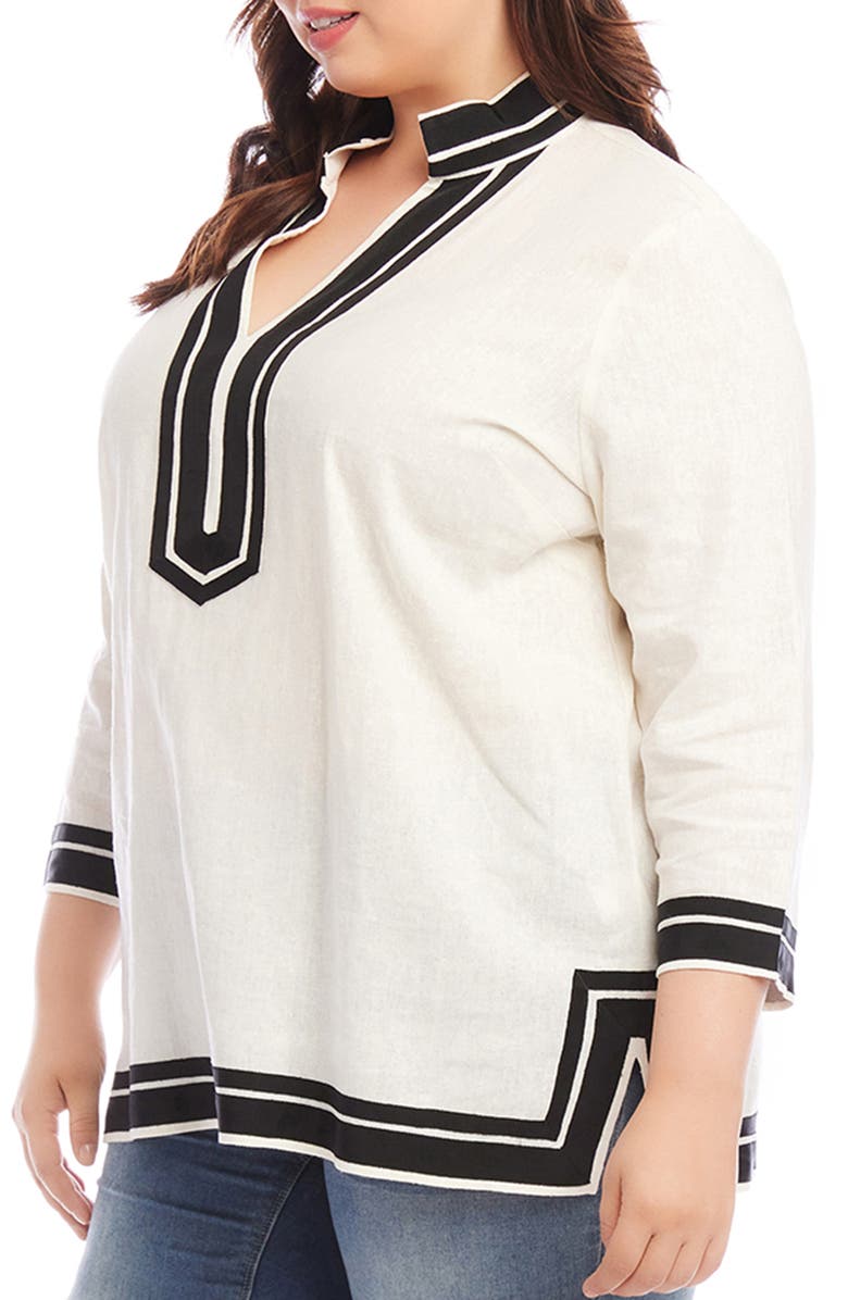 Karen Kane The St. Tropez Linen Blend Tunic, Alternate, color, White