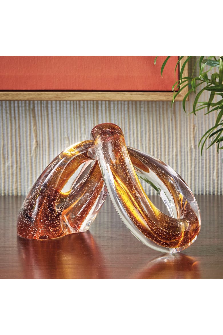 Amber Infinity Arch Glass Decor Sculpture 8.5 x 4 x 5.3 in, Alternate, color, Brown