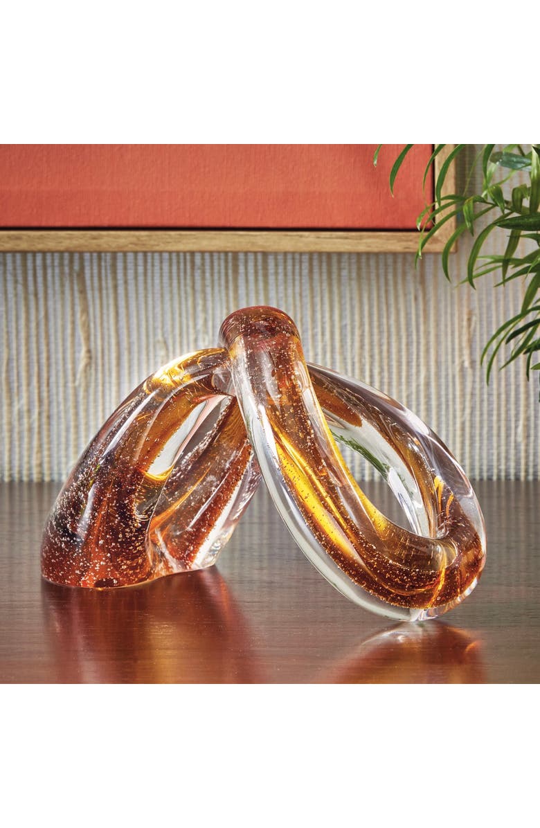 tag Amber Infinity Arch Glass Decor Sculpture 8.5 x 4 x 5.3 in, Alternate, color, Brown