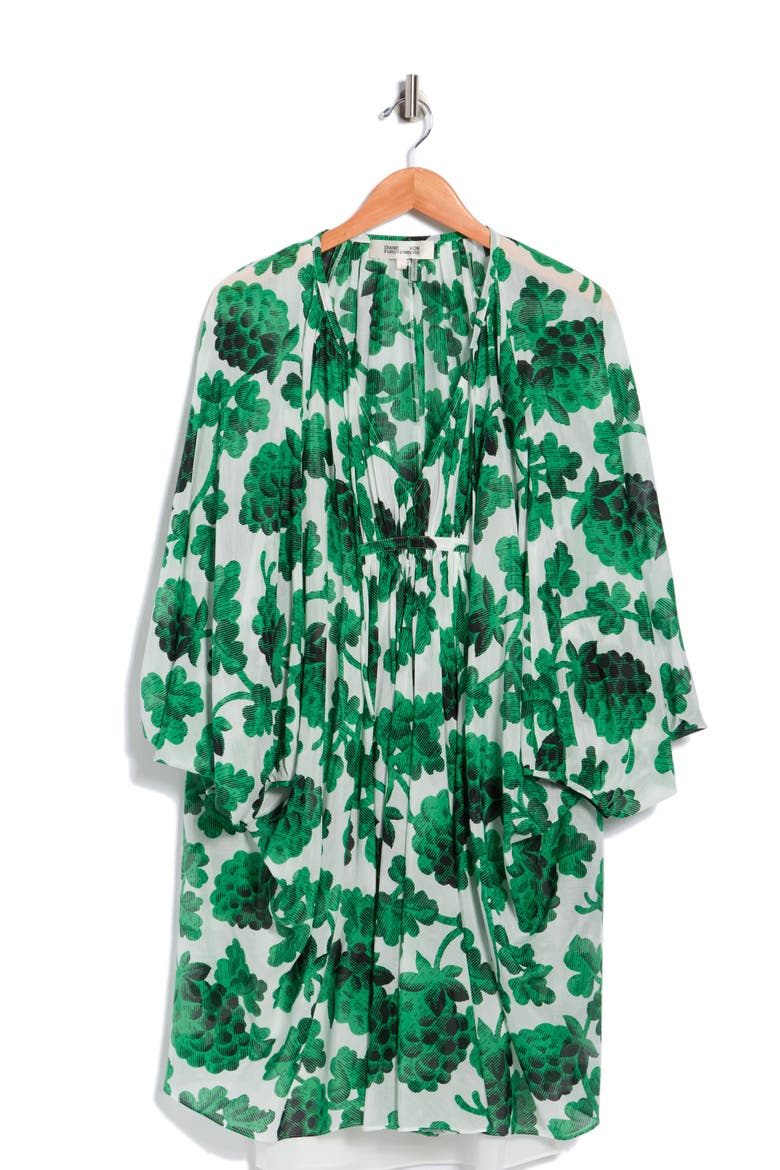 Remi Long Sleeve Cotton & Silk Dress, Main, color, BERRIES BIG INDIA GREEN