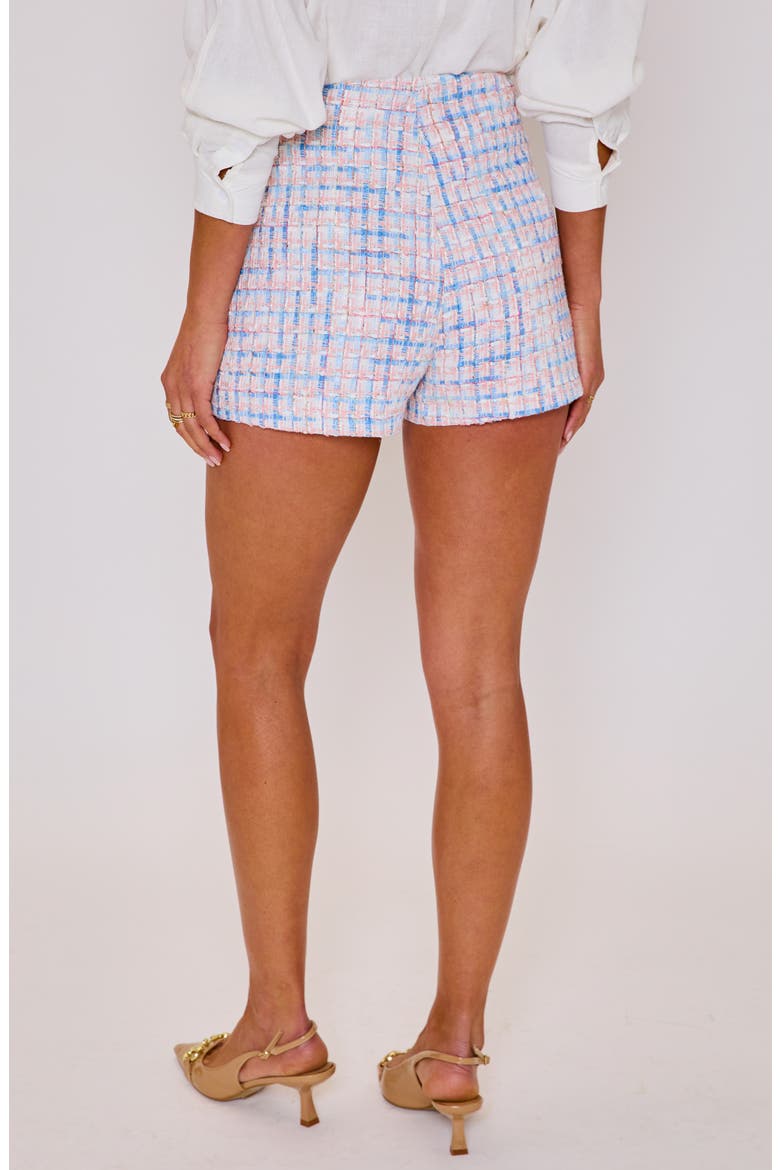 Tara Tweed Shorts, Alternate, color, PINK/ BLUE