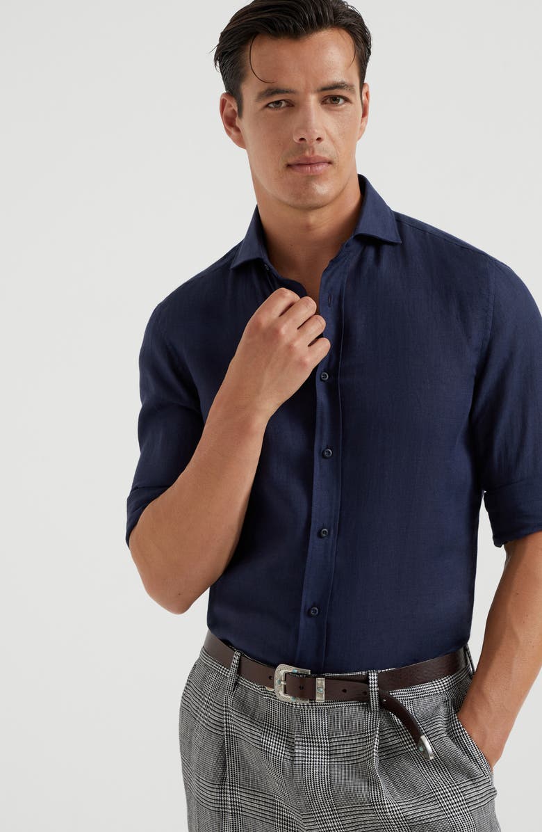 Brunello Cucinelli Spread collar shirt, Alternate, color, 