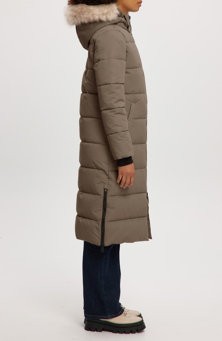 Noize Winter Long Parka with Faux Fur Trim, Alternate, color, Mocha