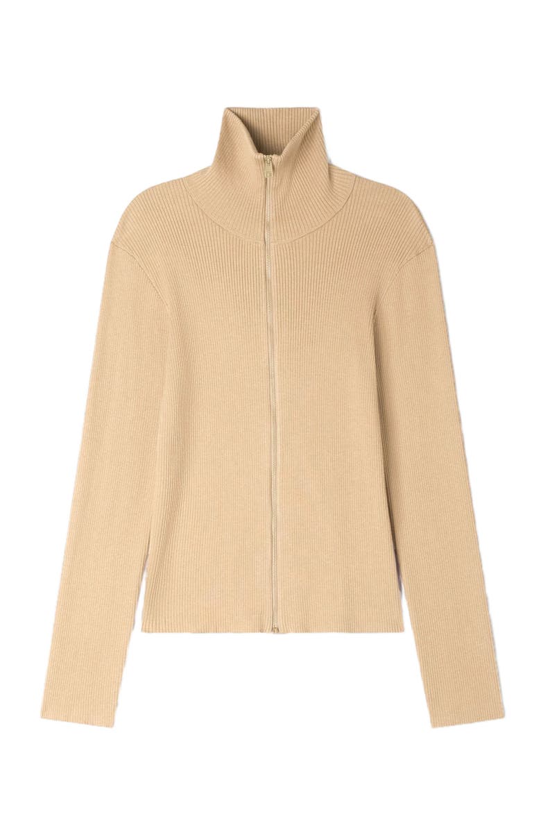 SANDRO Zip cardigan with standing collar, Alternate, color, Beige