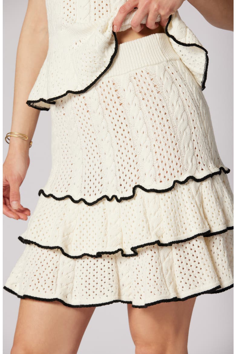 Tanya Mix Stitch Tiered Sweater Skirt, Alternate, color, PORCELAIN