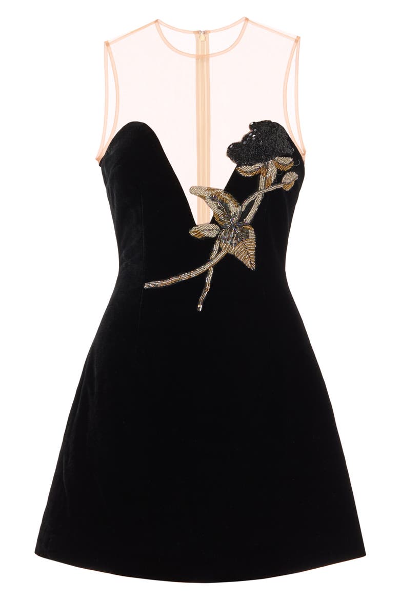 Aria Beaded Sleeveless Minidress, Alternate, color, BLACK