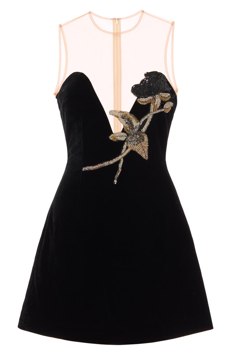 SAU LEE Aria Beaded Sleeveless Minidress, Alternate, color, Black