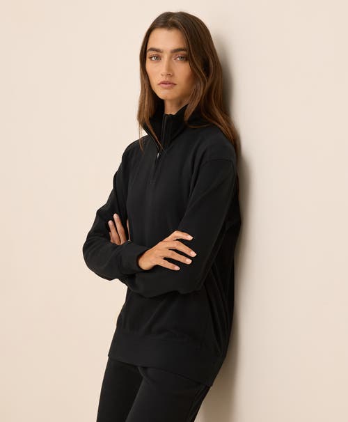 Pact Organic Cotton Cloudknit Quarter Zip In Black
