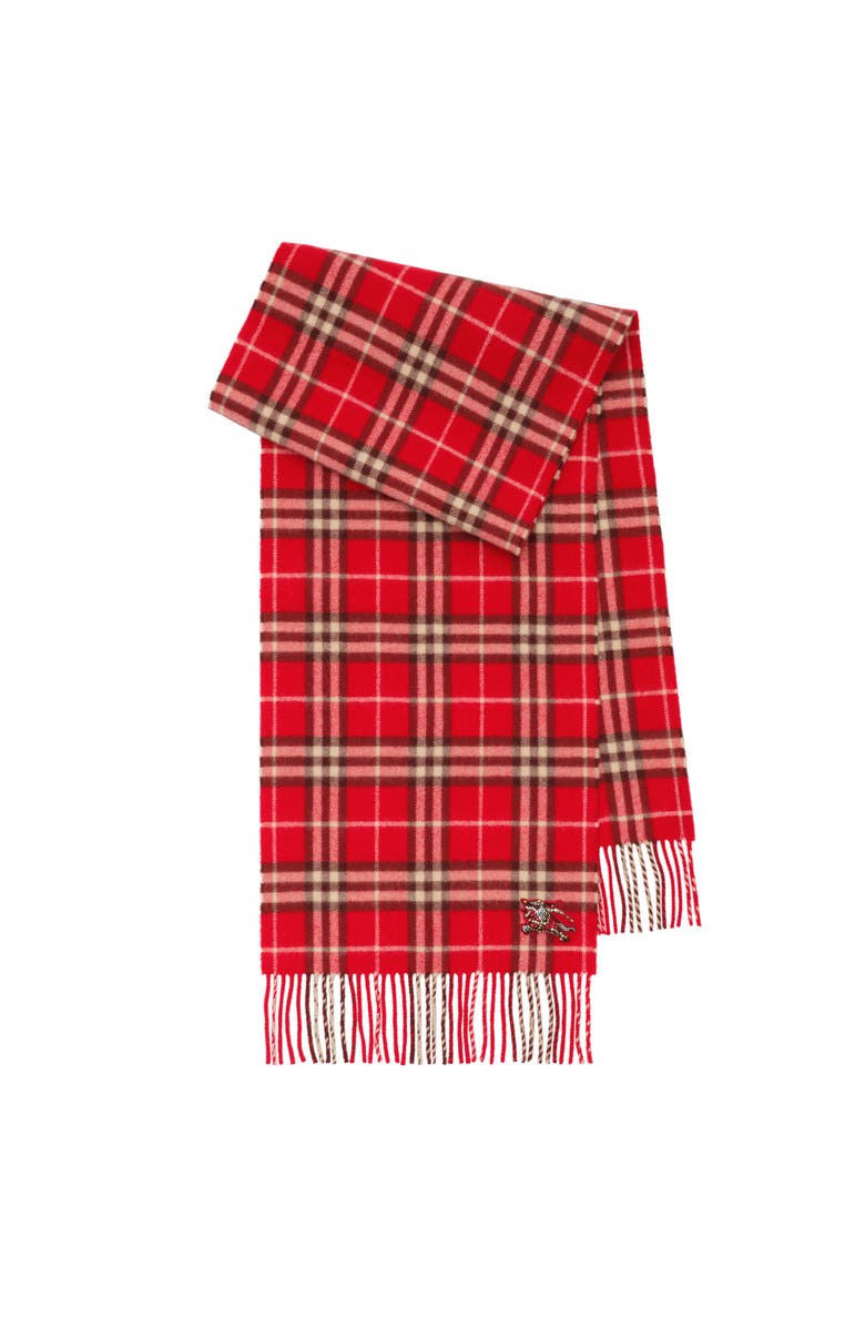 Burberry Check Cashmere Scarf, Main, color, Crayon Red