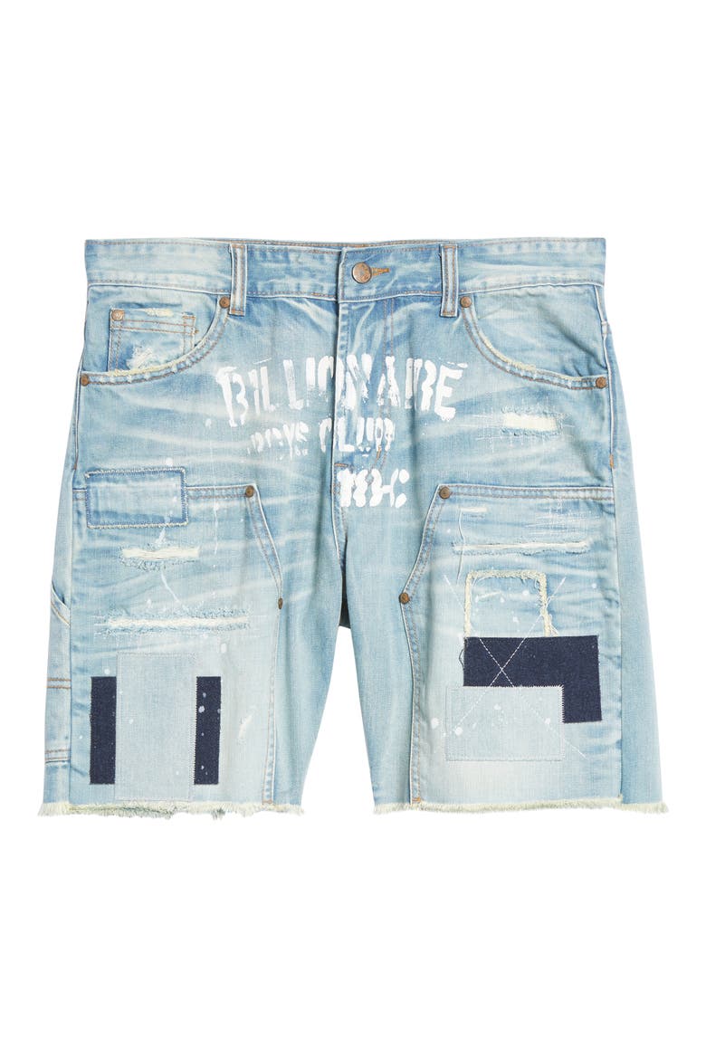 Double Star Rip & Repair Cutoff Denim Shorts, Alternate, color, AXIS