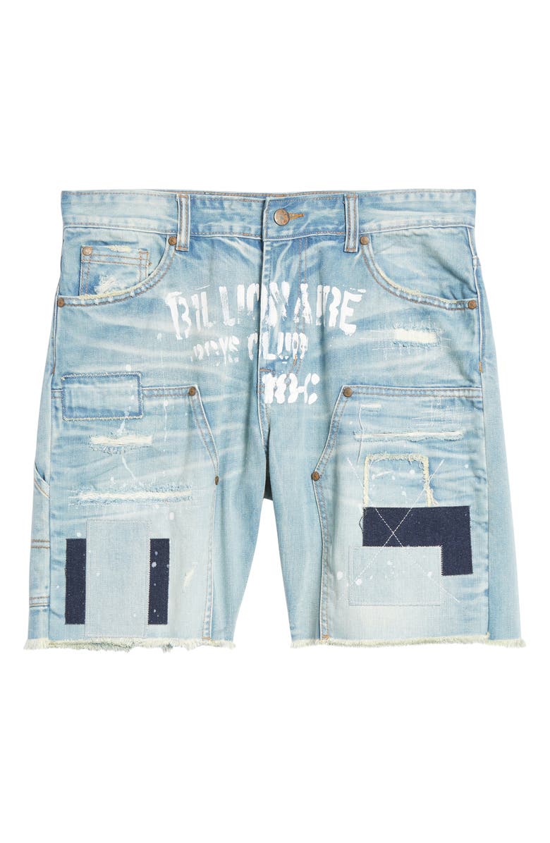 Billionaire Boys Club Double Star Rip & Repair Cutoff Denim Shorts, Alternate, color,
