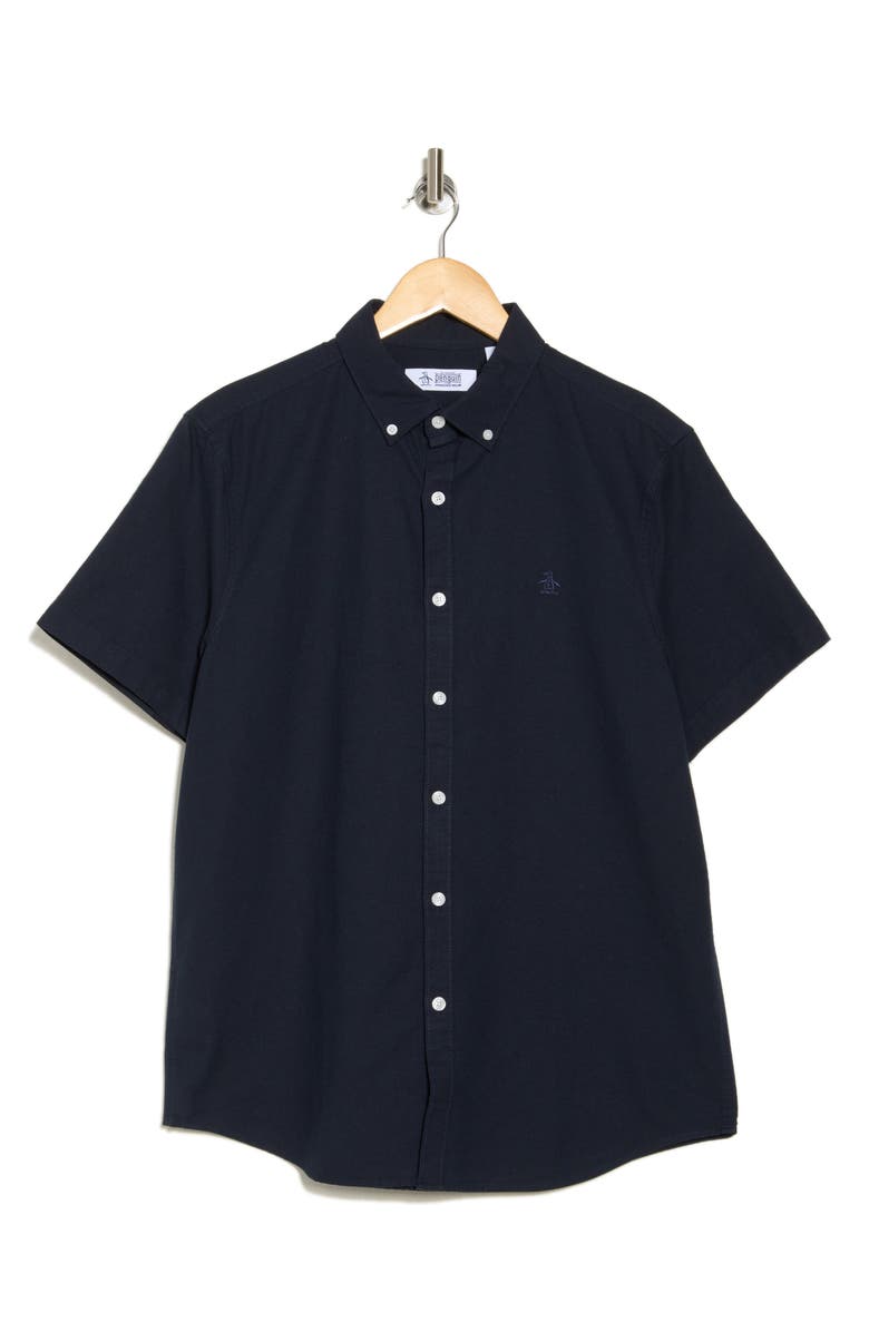 Original Penguin Core Short Sleeve Cotton Oxford Button-Up Shirt, Alternate, color, Dark Sapphire