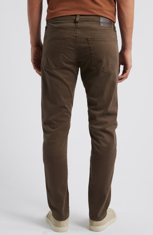 Ag Everett Sueded Stretch Sateen Slim Straight Leg Pants In Brown