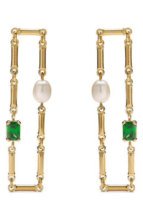 Athena Freshwater Pearl & Cubic Zirconia Drop Earrings