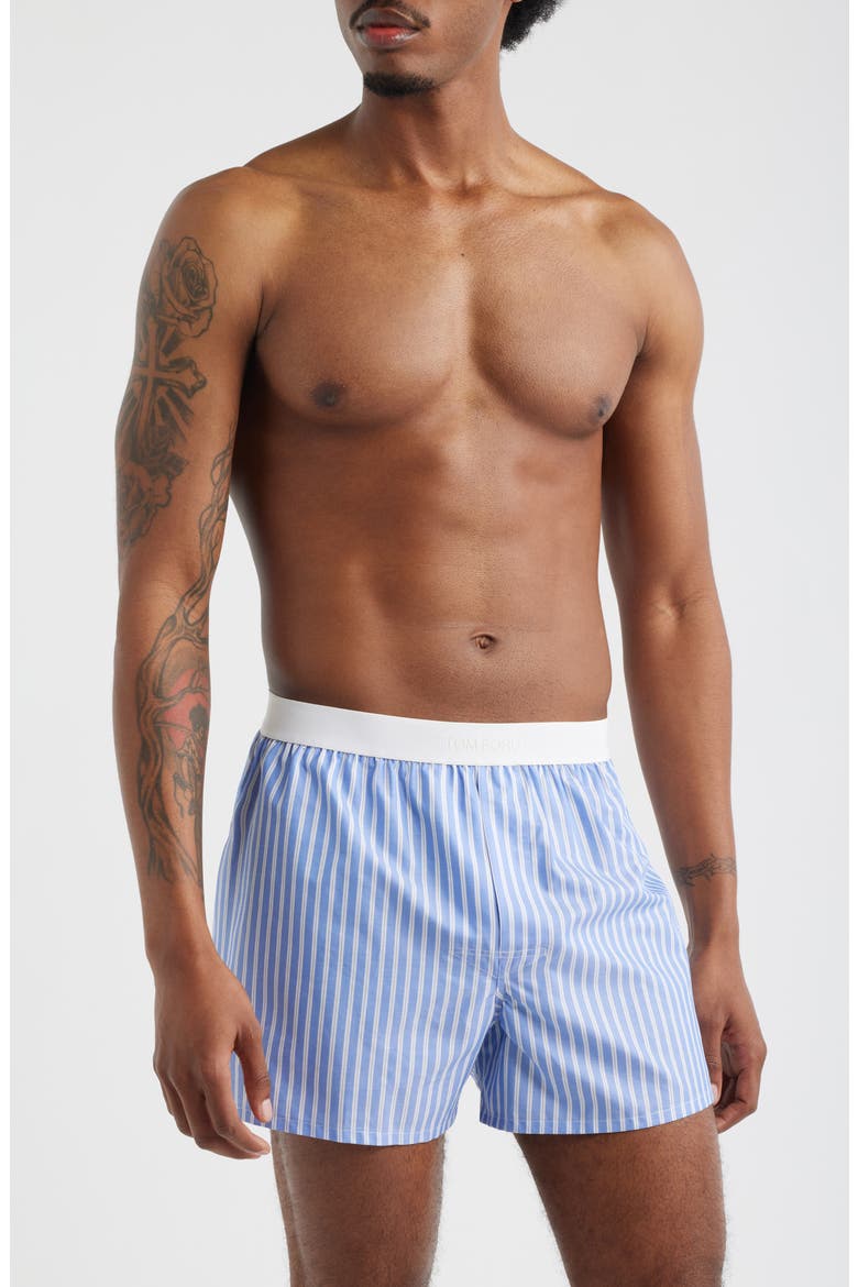 Cotton Poplin Boxer Shorts, Main, color, BLUE/ WHITE