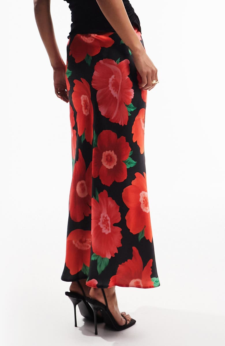 ASOS DESIGN Floral Bias Cut Satin Skirt, Alternate, color,