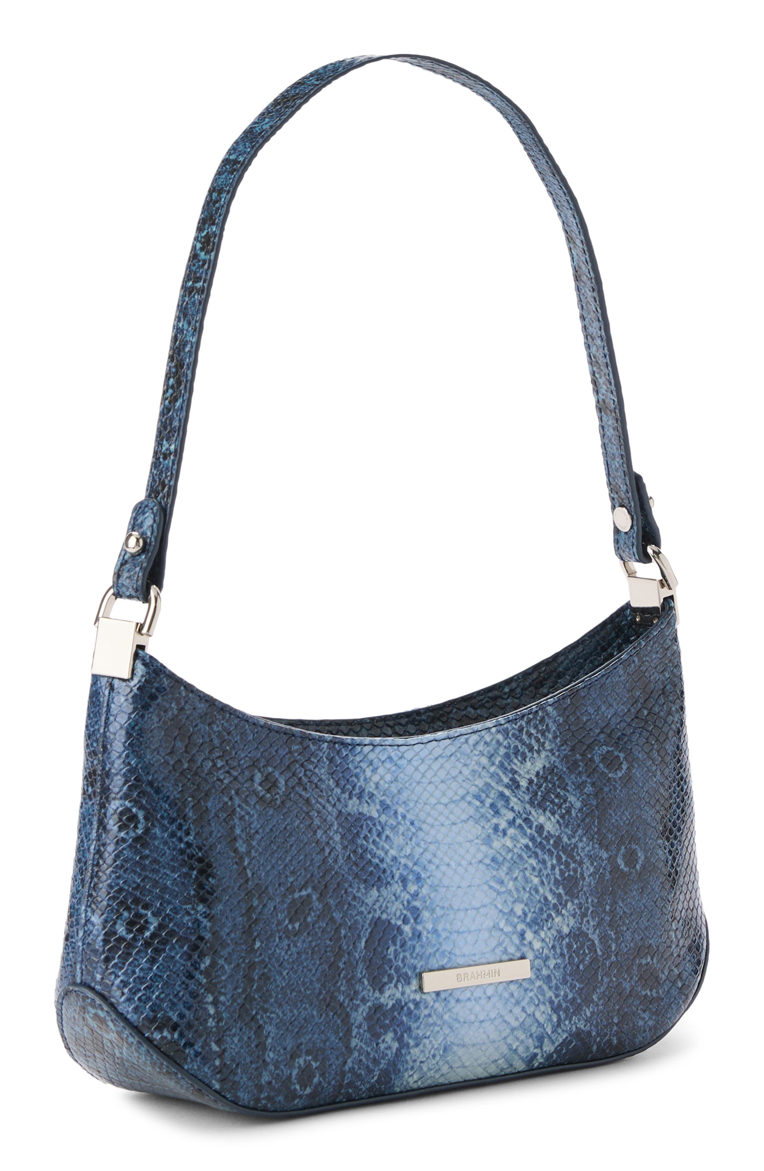 Lilibeth Croc Embossed Leather Shoulder Bag, Alternate, color, VINTAGE INDIGO