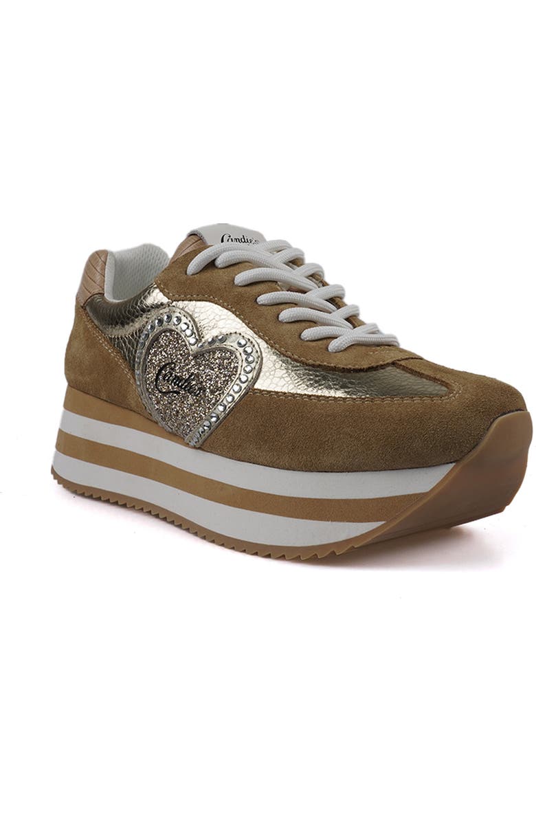 Candie's Taffy Platform Sneaker, Main, color, Gold