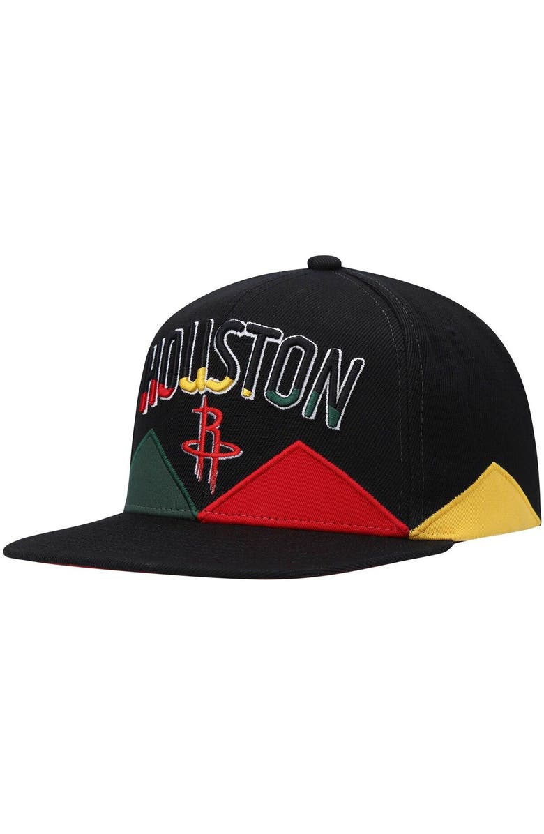 Mitchell & Ness Men's Mitchell & Ness Black Houston Rockets Black History Month Snapback Hat, Main, color, 