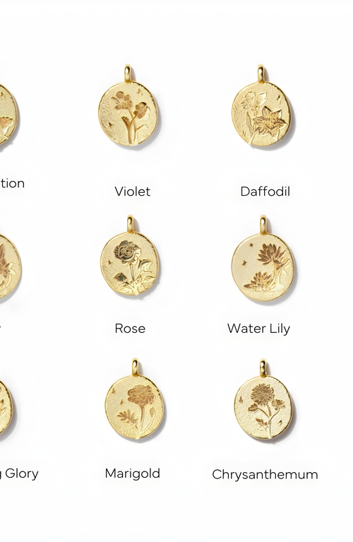 Little Sky Stone Birth Flower Necklace In Marigold/october