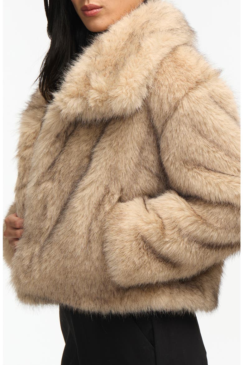 Faux Fur Crop Jacket, Alternate, color, SAND