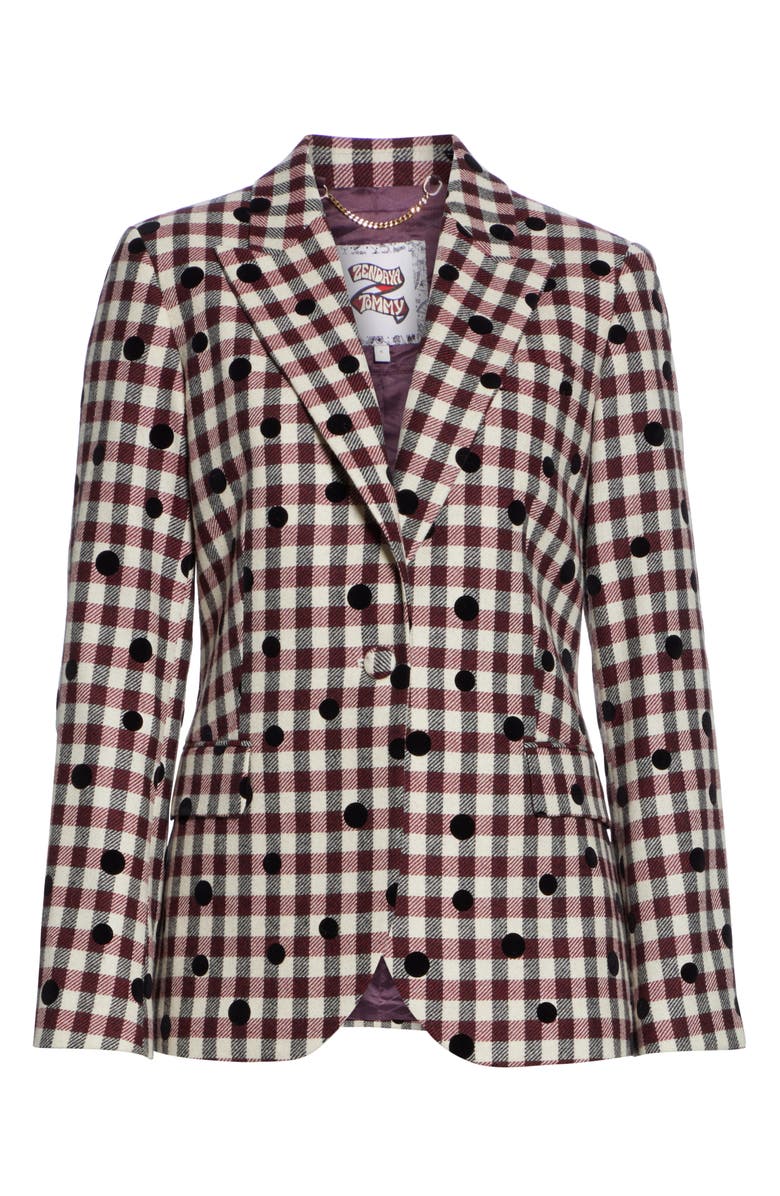 Tommy Hilfiger Tommy x Zendaya Velvet Dot Check Wool Blend Blazer, Alternate, color, 