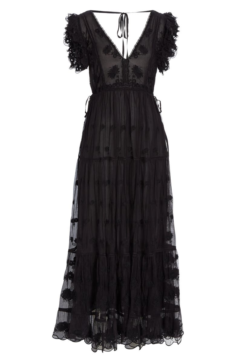 Ulla Johnson Fifi Embroidered Tulle Maxi Dress, Alternate, color, 