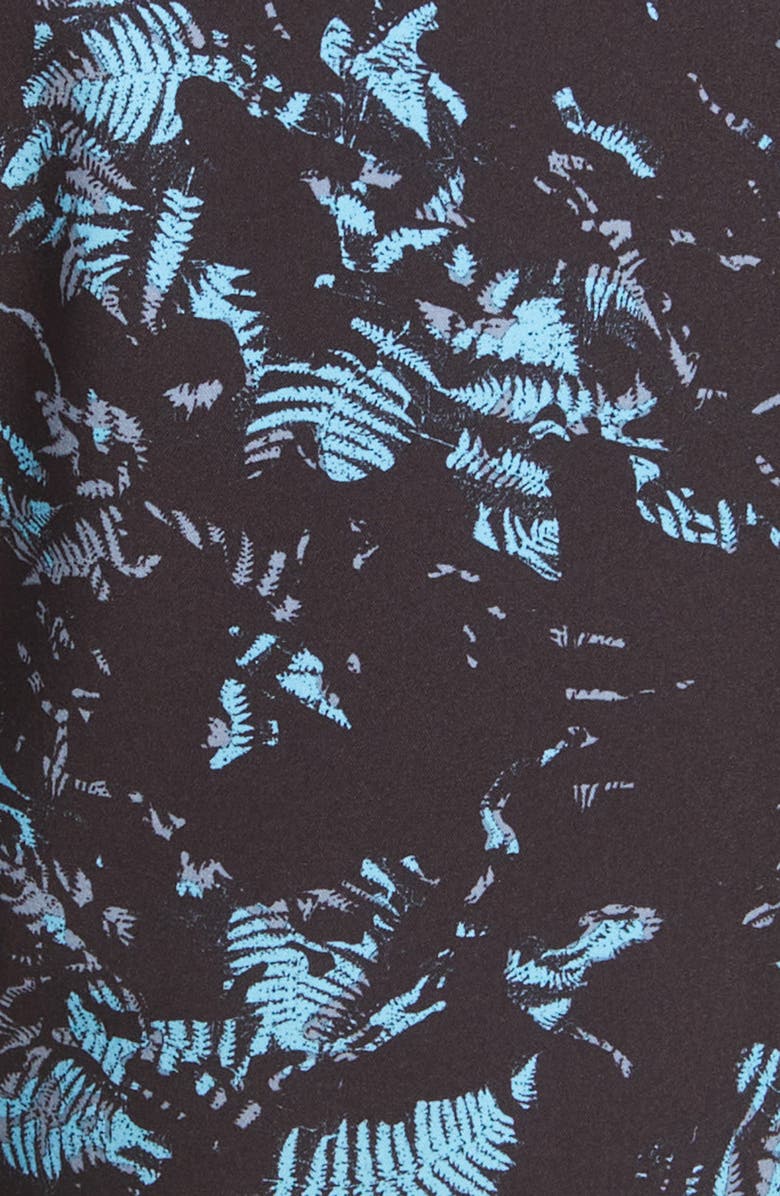 TravisMathew Men's Inaminit Leaf Print Swim Trunks, Alternate, color, Black
