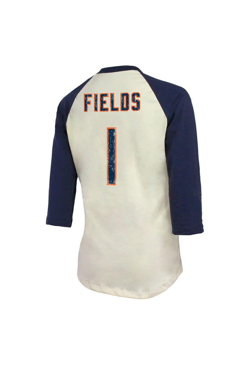 Majestic Threads Women's Majestic Threads Justin Fields Cream/Navy Chicago Bears Player Raglan Name & Number Fitted 3/4-Sleeve T-Shirt, Alternate, color,