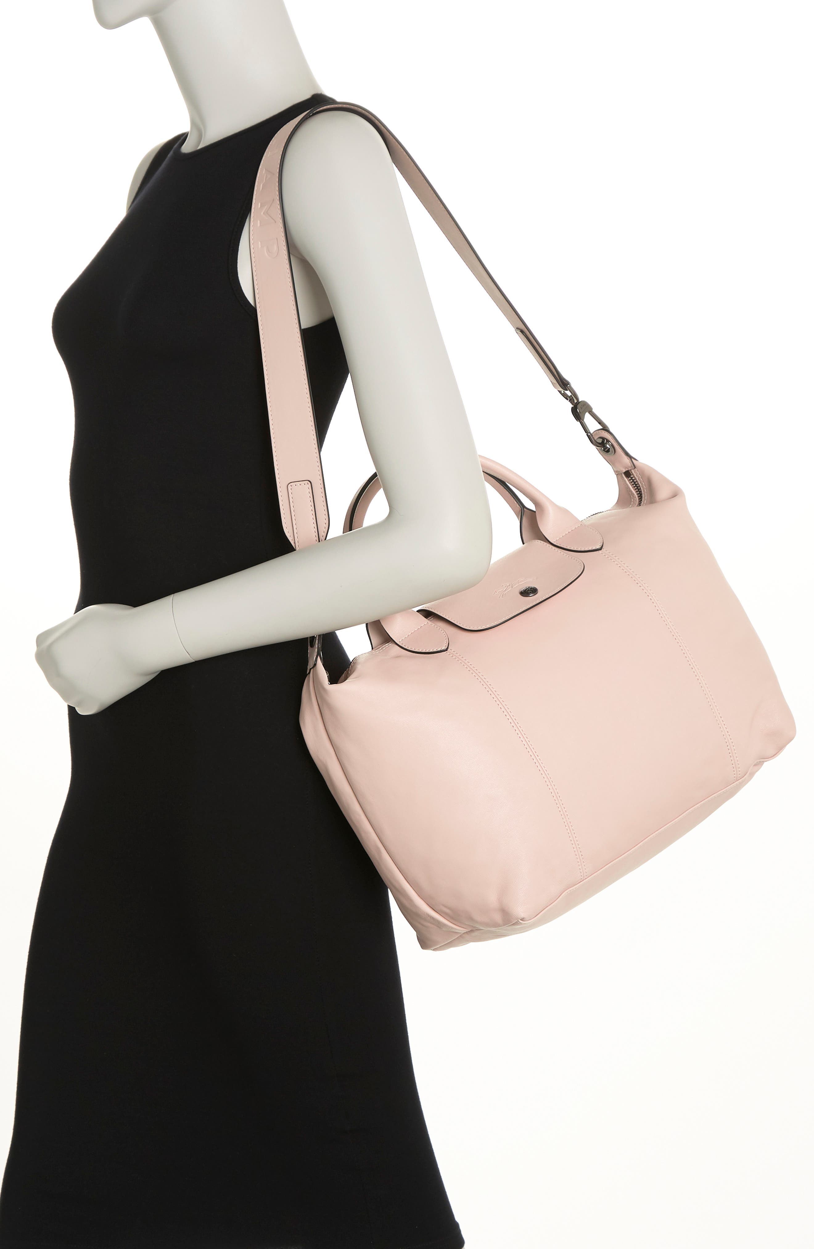 Longchamp Medium Le Pliage Cuir Leather Tote Bag, Alternate, color, 