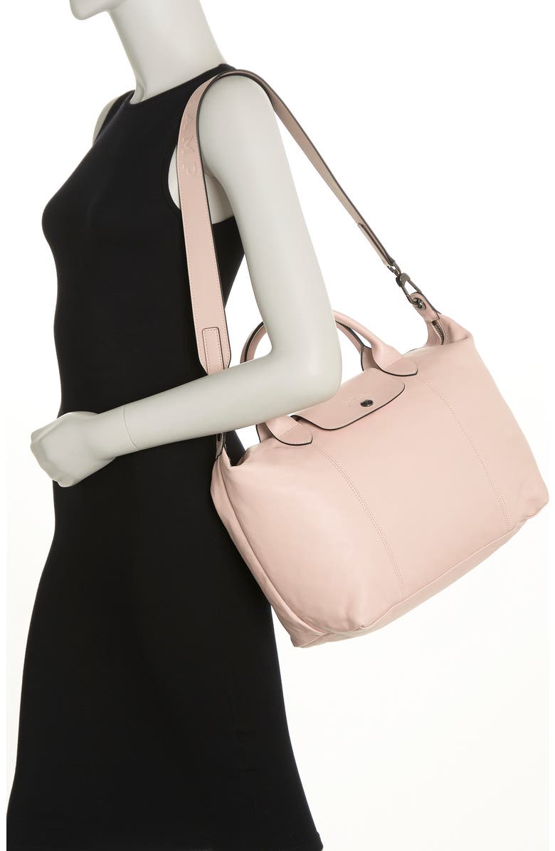 Longchamp Medium Le Pliage Cuir Leather Tote Bag, Alternate, color,