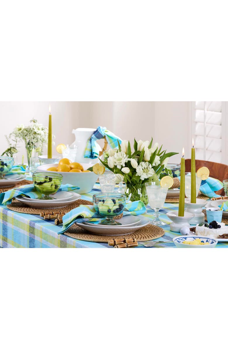 Solino Home Linen Table Throw - Summer Madras Plaid, Alternate, color, Blue Plaid