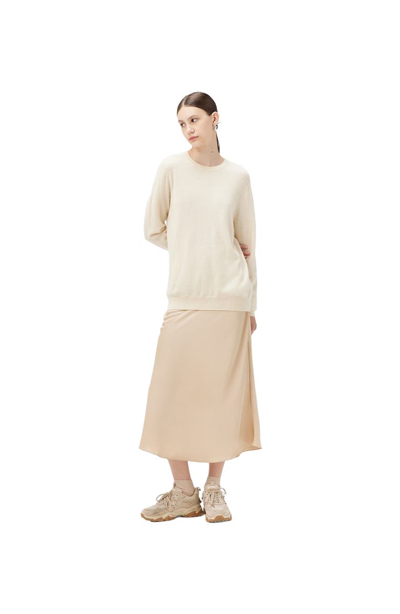 GOBI Mongolian Cashmere Essential Cashmere Crewneck Sweater, Alternate, color, Off White