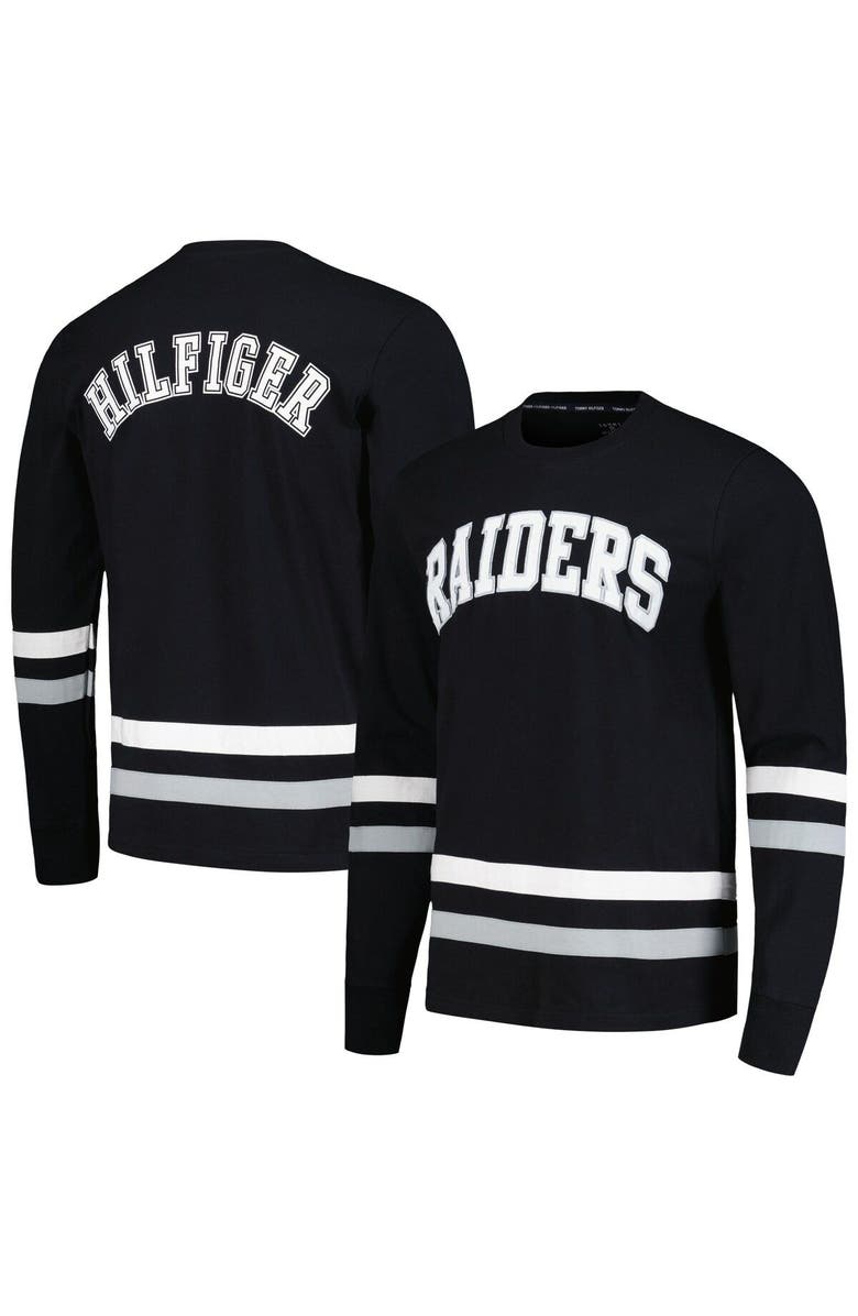 Tommy Hilfiger Men's Tommy Hilfiger Black/Silver Las Vegas Raiders Nolan Long Sleeve T-Shirt, Main, color, 