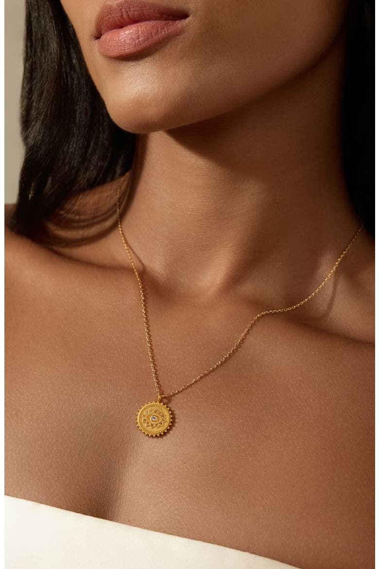 True Visionary White Topaz Evil Eye Necklace, Alternate, color, Gold