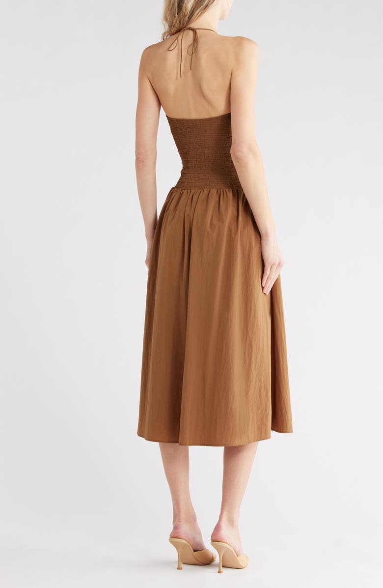 Rails Leslie Halter Neck Smock Midi Dress, Alternate, color, Sepia
