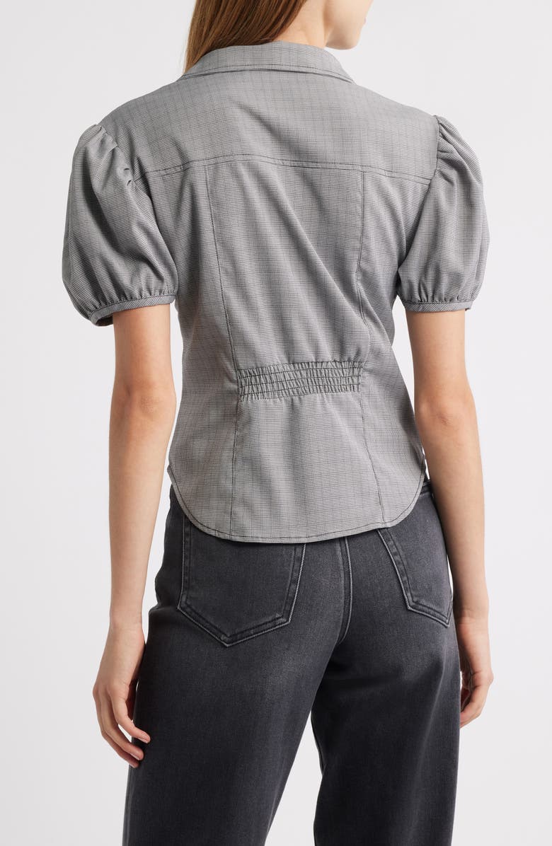 LIONESS Mon Cheri Puff Sleeve Shirt, Alternate, color, Onyx Gingham