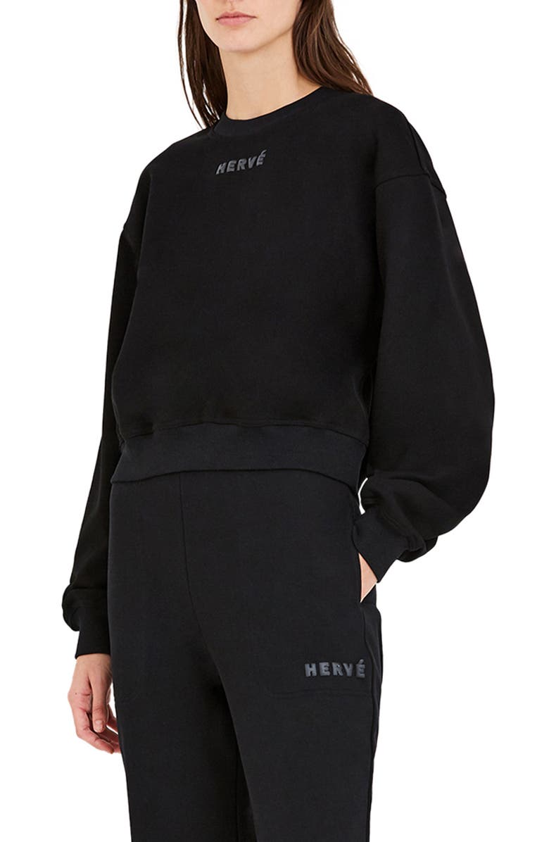 HERVE BY HERVE LEGER Logo Cotton Sweatshirt, Alternate, color,