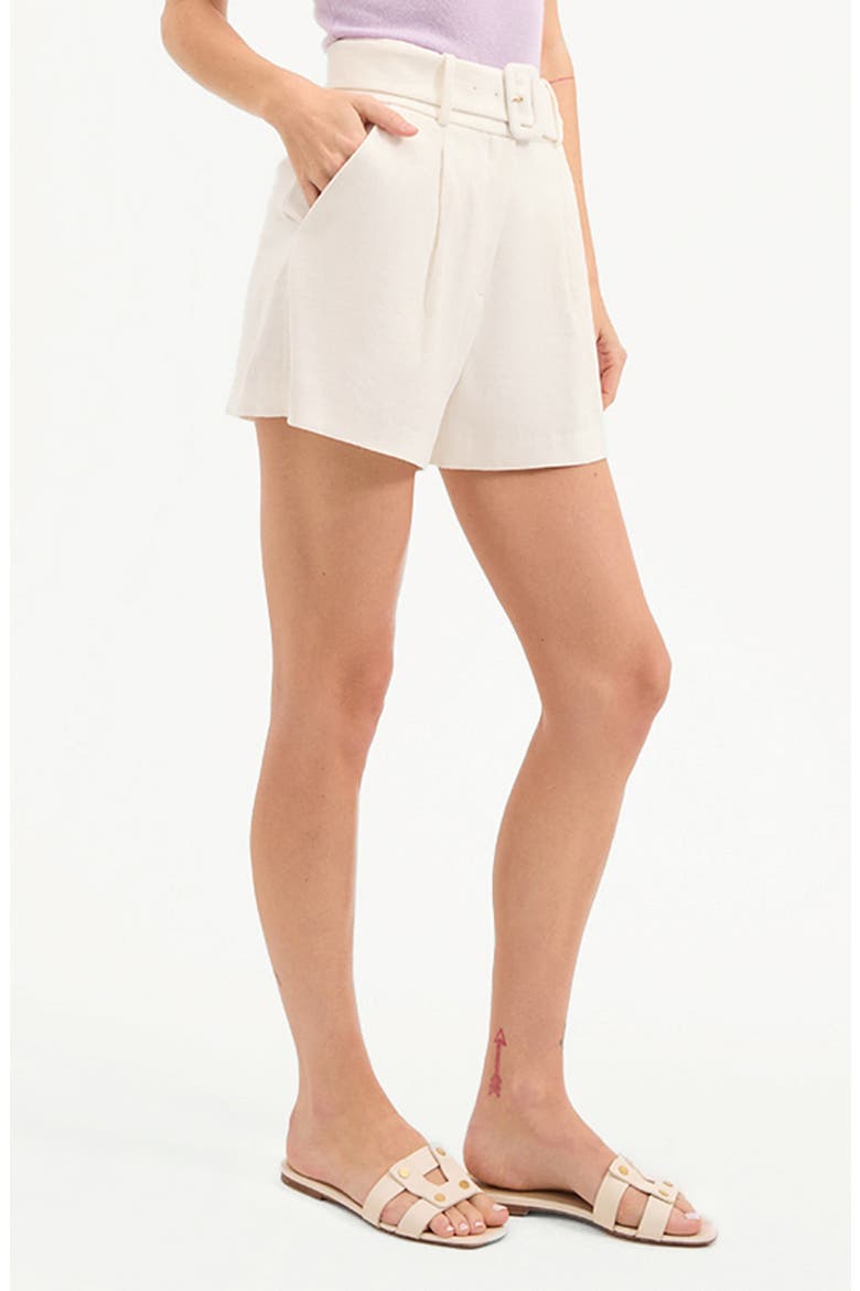Piper Pleated Linen Blend Shorts, Alternate, color, DOVE