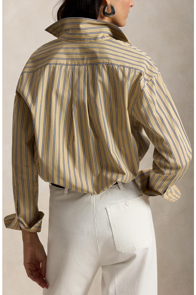 Relaxed Fit Stripe Button-Up Shirt, Alternate, color, TAN/ ROYAL MULTI