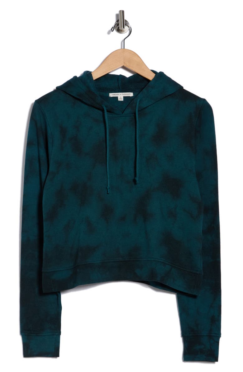 Threads 4 Thought Rory Cloud Wash Cropped Fleece Hoodie, Alternate, color, Mallard / Black