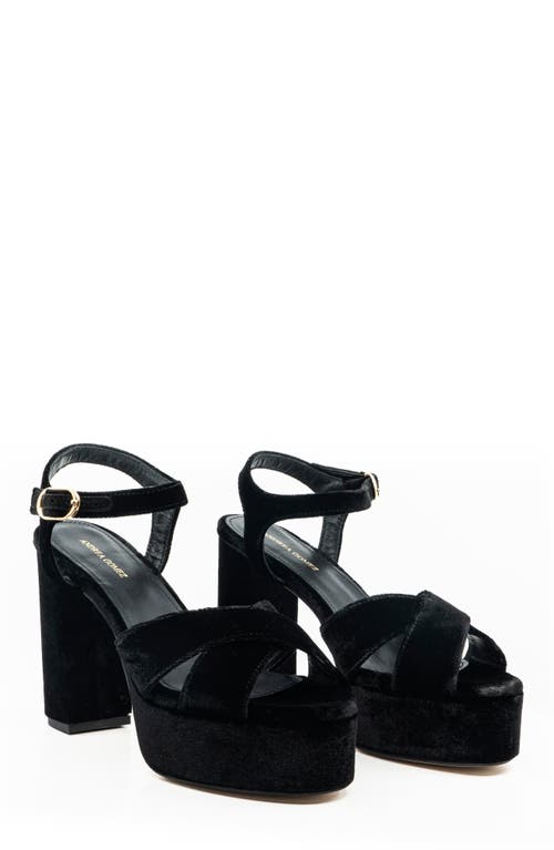 Andrea Gomez Bella Satin Platform Sandals In Black