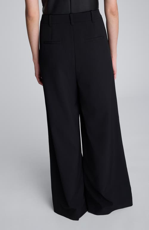 Kenneth Cole Luxe Twill Wide Leg Inverted Pleat Front Pant In Black