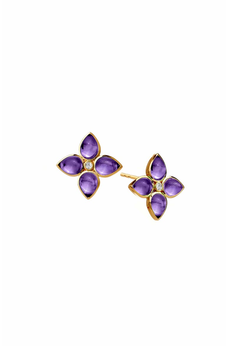 Bloom Mini Florae Studs, Main, color, Amethyst