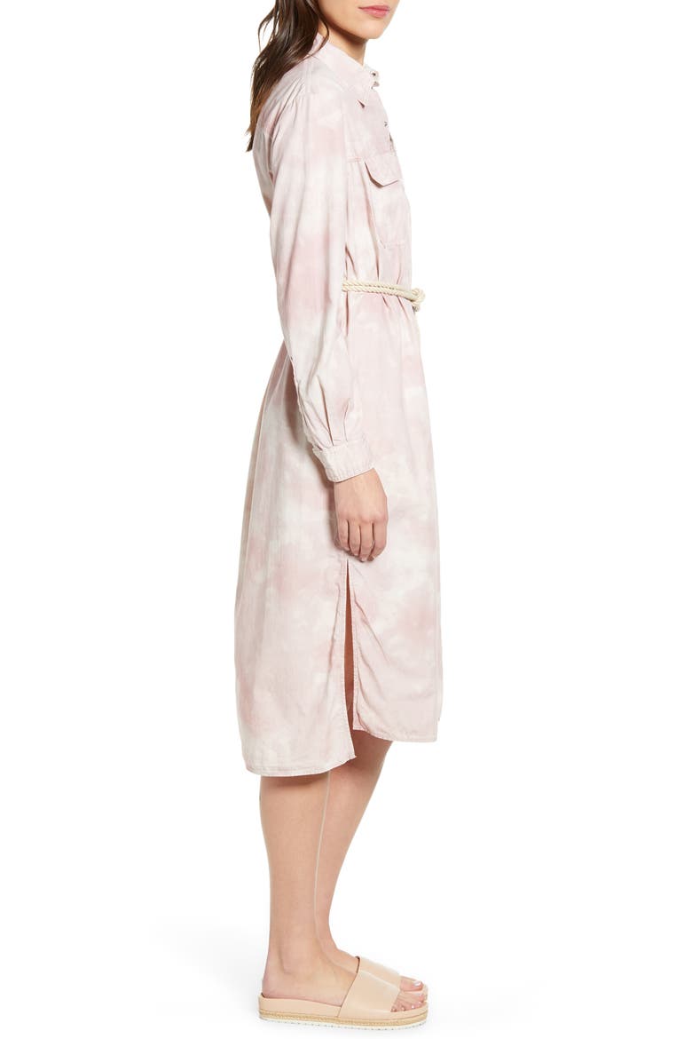 Taylor Long Sleeve Midi Shirtdress, Alternate, color, ABSTRACT TIEDYE ROCKY MAUVE