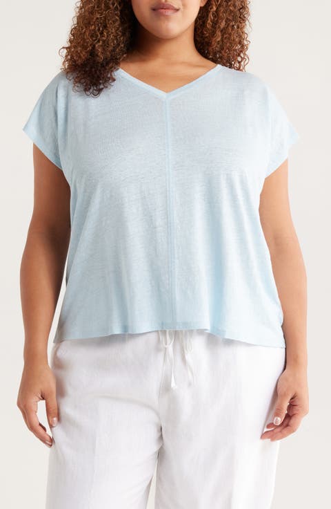 V-Neck Organic Linen T-Shirt (Plus)