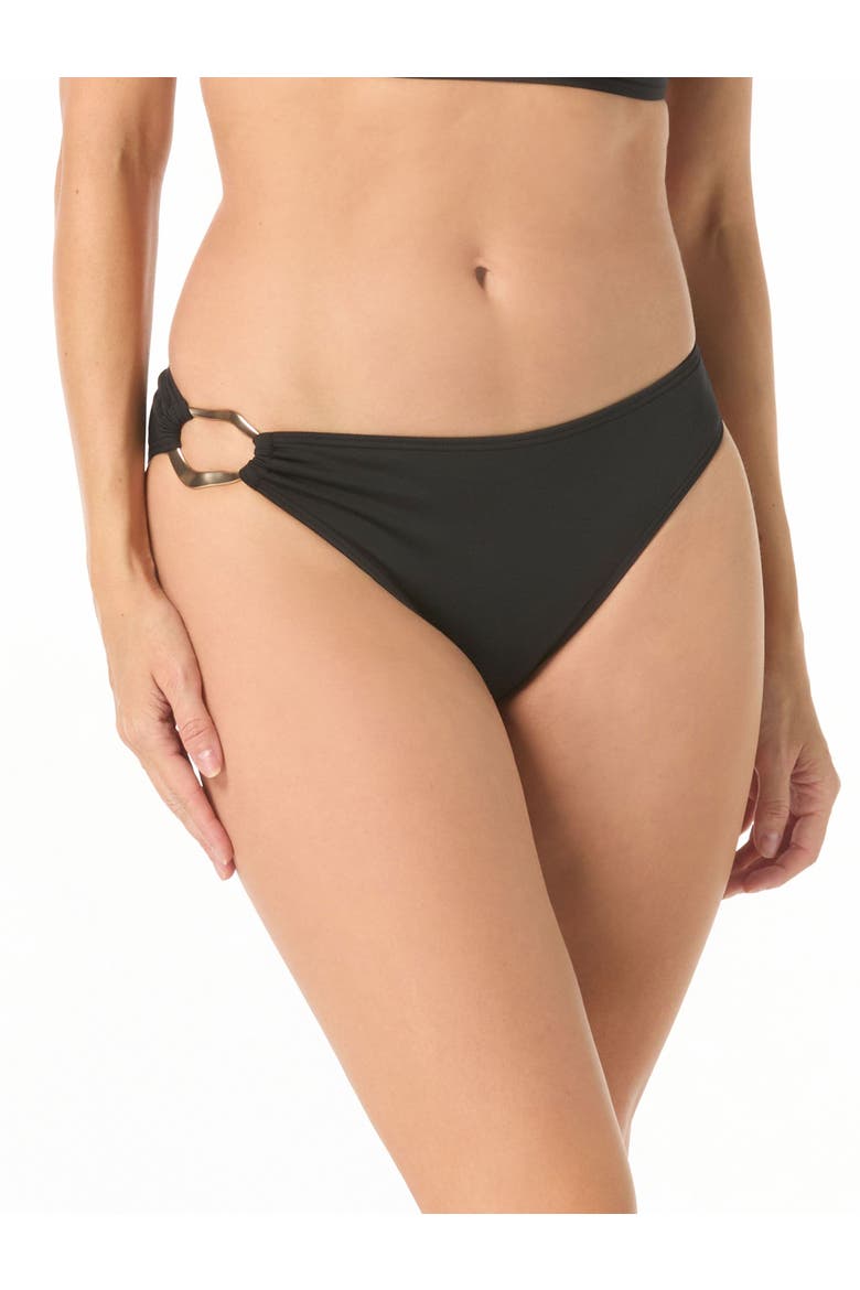 Side Ring Bikini Swim Bottom, Main, color, Black